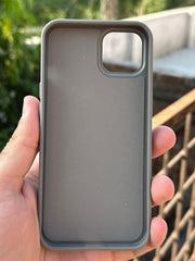 iPhone "13/14" Premium Puloka Leather Stripe Case - Gray & White