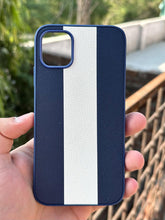 iPhone "12/12 Pro" Premium Puloka Leather Stripe Case - Blue & White