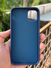 iPhone "12/12 Pro" Premium Puloka Leather Stripe Case - Blue & White