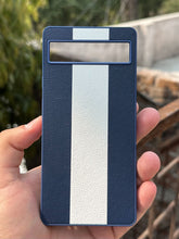Google Pixel "6A" Premium Puloka Leather Stripe Case - Blue & White