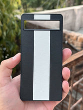 Google Pixel "6A" Premium Puloka Leather Stripe Case - Black & White