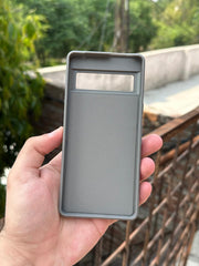 Google Pixel "7" Premium Puloka Leather Stripe Case - Gray & White