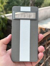 Google Pixel "7" Premium Puloka Leather Stripe Case - Gray & White