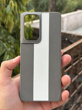 Samsung Galaxy "S21 Ultra" Premium Puloka Leather Stripe Case - Gray & White