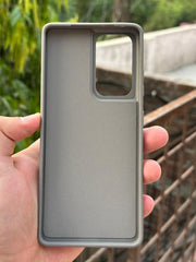 Samsung Galaxy "S21 Ultra" Premium Puloka Leather Stripe Case - Gray & White