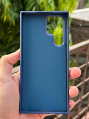 Samsung Galaxy "S22 Ultra" Premium Puloka Leather Stripe Case - Blue & White