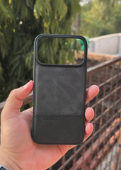 iPhone "17 Pro Max" Premium Remax Leather Stitched Case - Black