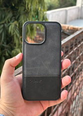 iPhone "15 Pro Max" Premium Remax Leather Stitched Case - Black