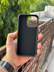 iPhone "15 Pro Max" Premium Remax Leather Stitched Case - Black