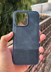 iPhone "13 Pro Max" Premium Remax Leather Stitched Case - Blue