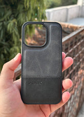 iPhone "13 Pro" Premium Remax Leather Stitched Case - Black