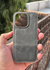 iPhone "13 Pro" Premium Remax Leather Stitched Case - Gray