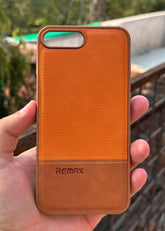 iPhone "7/8 Plus" Premium Remax Leather Stitched Case - Brown