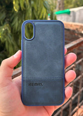 iPhone "XR" Premium Remax Leather Stitched Case - Blue