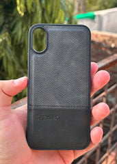 iPhone "XR" Premium Remax Leather Stitched Case - Black