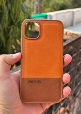 iPhone "11" Premium Remax Leather Stitched Case - Brown