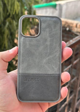 iPhone "11 Pro" Premium Remax Leather Stitched Case - Gray