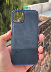 iPhone "11 Pro Max" Premium Remax Leather Stitched Case - Blue