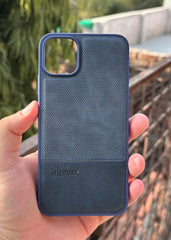 iPhone "11 Pro Max" Premium Remax Leather Stitched Case - Blue