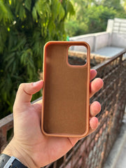 iPhone "12/12 Pro" Premium Remax Leather Stitched Case - Brown