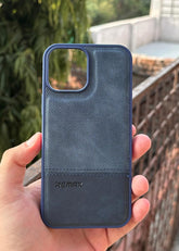 iPhone "12 Pro Max" Premium Remax Leather Stitched Case - Blue