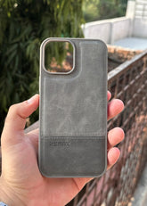 iPhone "12 Pro Max" Premium Remax Leather Stitched Case - Gray