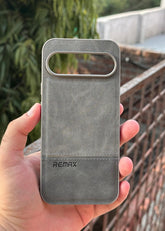 Google Pixel "9 Pro XL" Premium Remax Leather Stitched Case - Gray