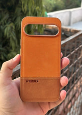 Google Pixel "9 Pro XL" Premium Remax Leather Stitched Case - Brown