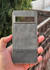 Google Pixel "7 Pro" Premium Remax Leather Stitched Case - Gray