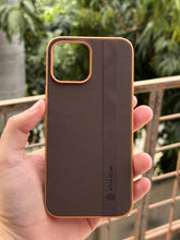 iPhone "13 Pro Max" Premium NILKIN Leather Stripe Case - Bronze