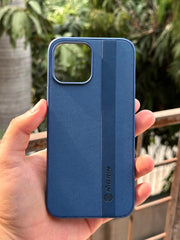 iPhone "13 Pro Max" Premium NILKIN Leather Stripe Case - Metallic Blue