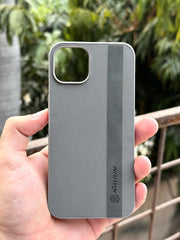 iPhone "13/14" Premium NILKIN Leather Stripe Case - Gray