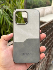 iPhone "13 Pro Max" Puloka Two-Tone Premium "Leather" Case - Gray