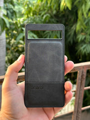 Google Pixel "6A" Premium Remax Leather Stitched Case - Black