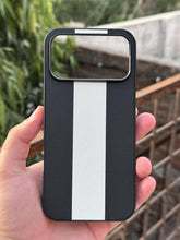 iPhone "17 Pro Max" Premium Puloka Leather Stripe Case - Black & White