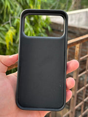 iPhone "17 Pro Max" Premium Puloka Leather Stripe Case - Black & Orange