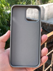 iPhone "12 Pro Max" Premium Puloka Leather Stripe Case - Gray & White