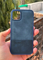 iPhone "11" Premium Remax Leather Stitched Case - Blue