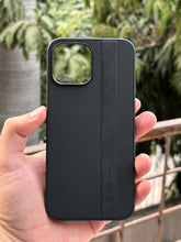 iPhone "13 Pro Max" Premium NILKIN Leather Stripe Case - Black