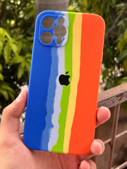 iPhone "12 Pro Max" Silicone "Rainbow" Case - Multi Blue