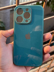 iPhone "14 Pro" Tempered Glass "Chrome" Case - Green