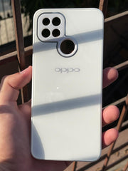 Oppo 'A15/A15s" Tempered Glass "Chrome" Case - White