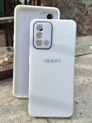 Oppo "F19" Tempered Glass "Chrome" Case - White