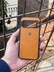 Google Pixel "9" Premium Leather Texture Case - Orange