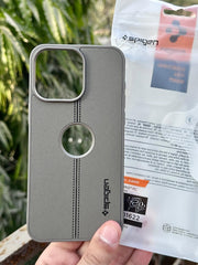 iPhone "15 Pro Max" Spigen Premium Woven Stitched Case - Gray