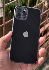 iPhone "12 Pro Max" Tempered Glass "Solid" Case - Black