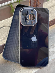 iPhone "13 Pro" Tempered Glass "Chrome" Case - Black