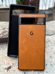 Google Pixel "6A" Premium Leather Texture Case - Orange