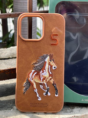 iPhone "16 Pro Max" Polo Embroidered Case - Brown