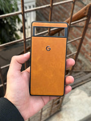 Google Pixel "6A" Premium Leather Texture Case - Orange